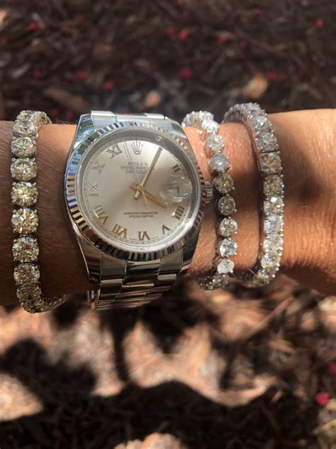 tennis bracelet and rolex|Rolex bracelet pairing.